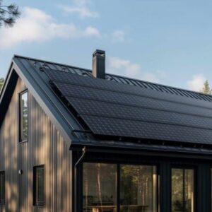 Aurinkovoimala 8.19 kWp ja 10,66 kWh akkupaketti katolle asennettuna